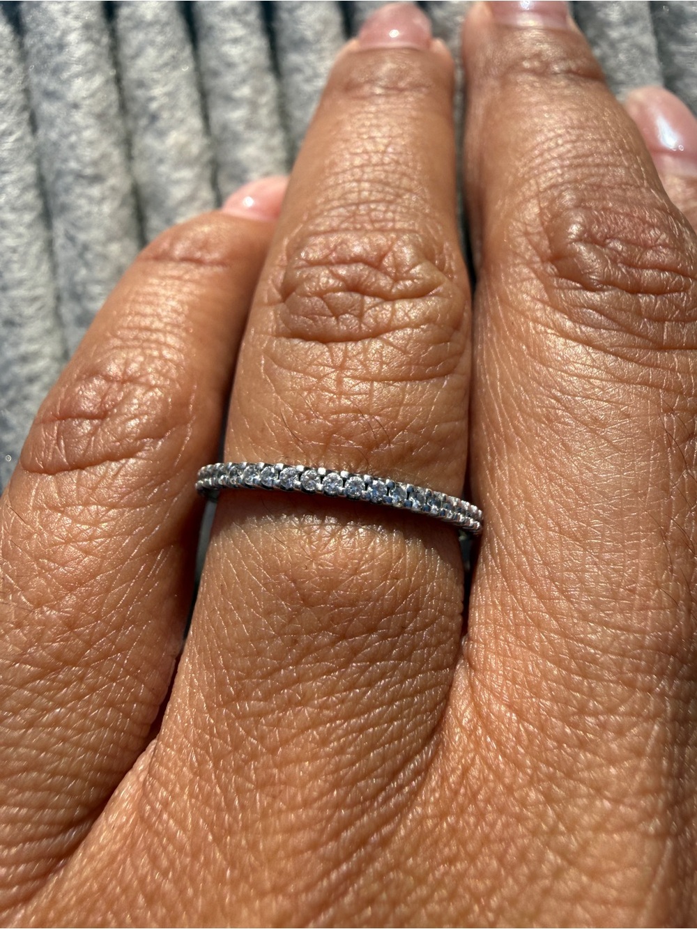 Classic 14k Gold natural Diamond Eternity Band - size 6.5